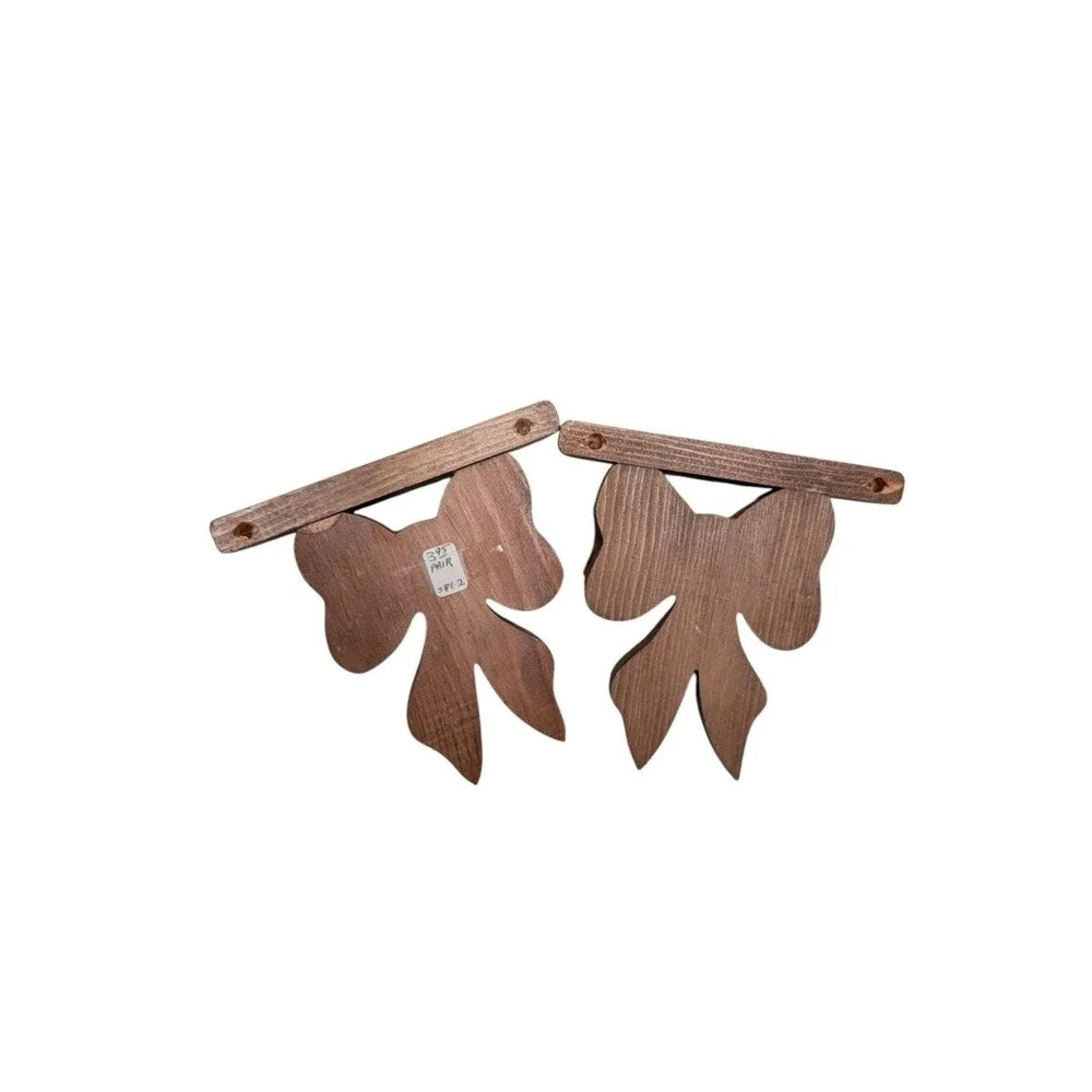 Wooden Bow Ribbon Design Hanging Wall Shelf Cottage Core Country Decor 5